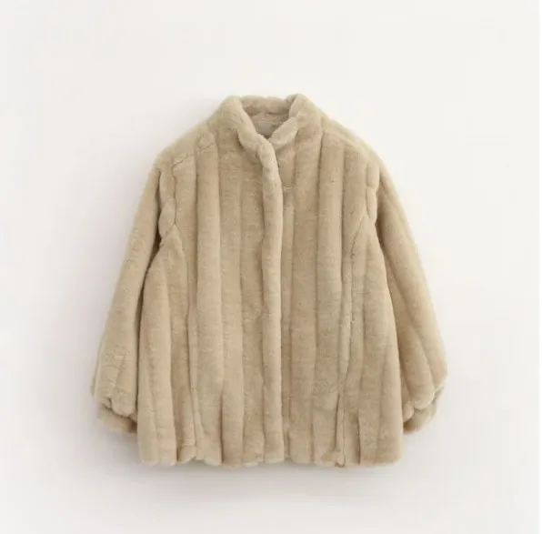 Женская свободная куртка из искусственного меха теплая Толстая в полоску с