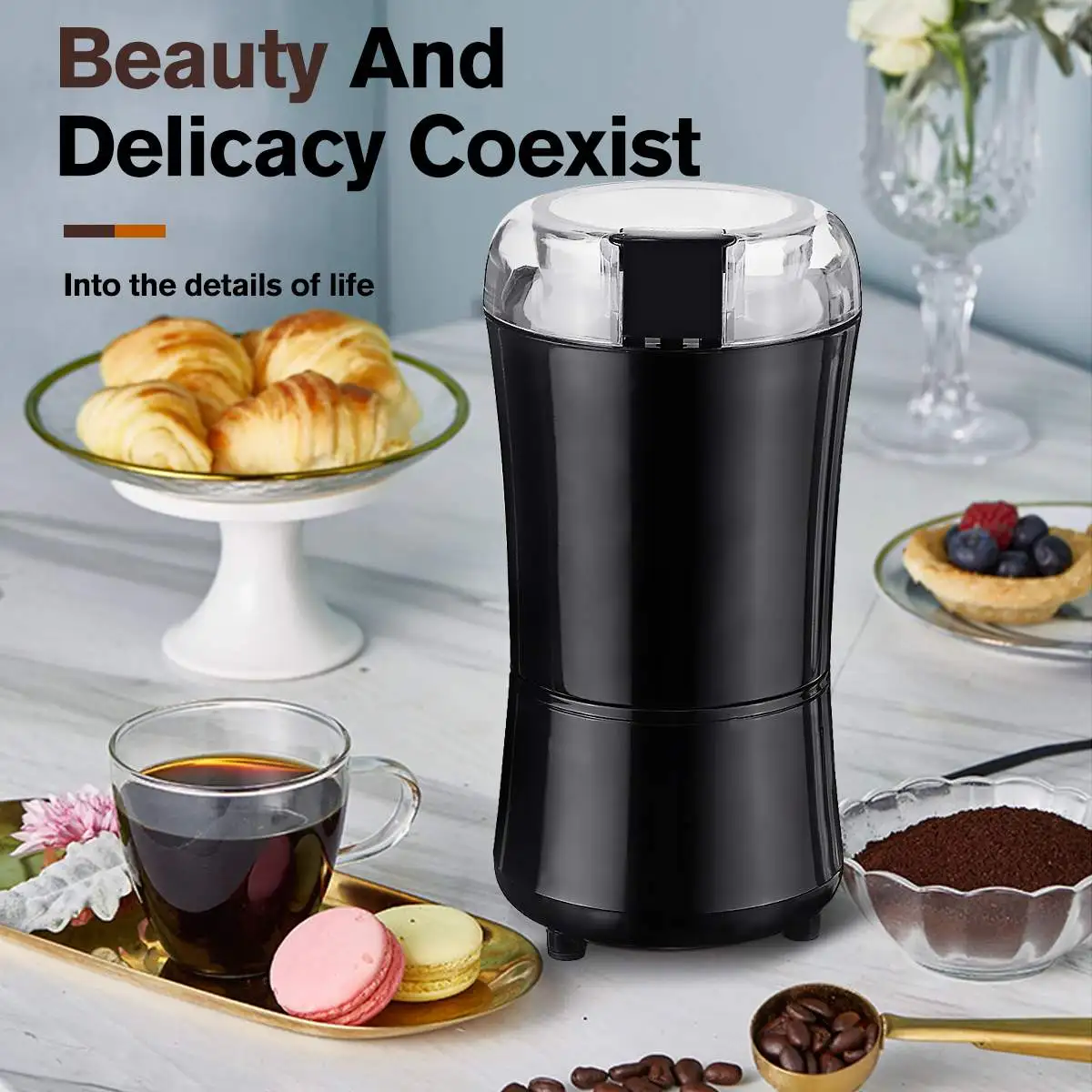 1000W Electric Coffee Grinder 304 Stainless Steel Blades Suitable for Household Bean Herbs Nuts Grains Salt Pepper Maker | Бытовая