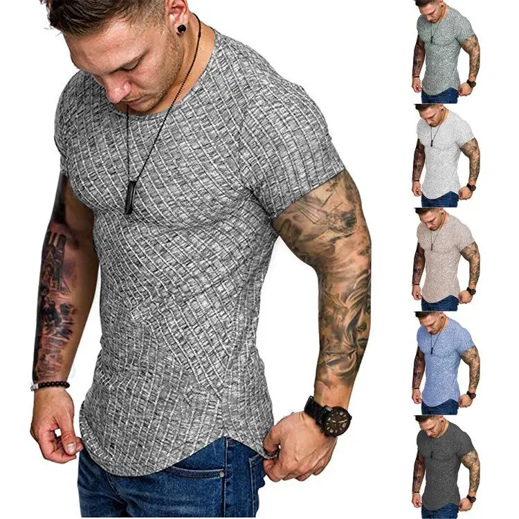 2019 Модные мужские футболки летние спортивные для бега мужская одежда с коротким