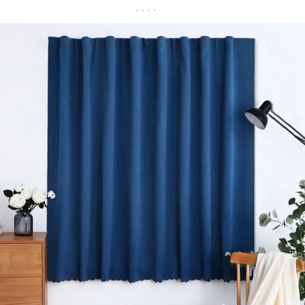 YanYangTian magic tape linen curtains for bedroom living room hall Blackout doorway curtains opaque with thermal insulation