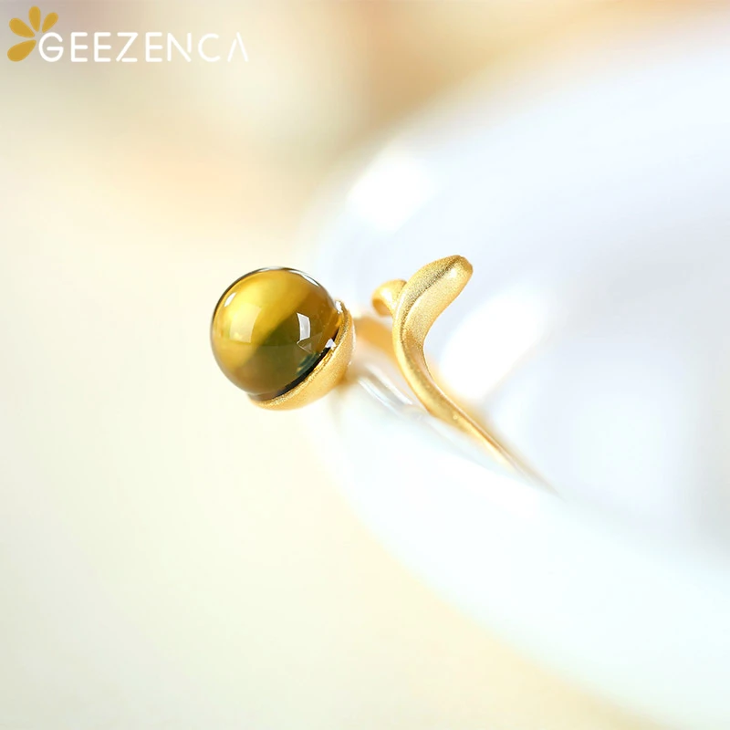 

925 Sterling Silver Goldplated Natural Blue Amber Ring For Women Cute Fishtail Trendy Rings Fine Jewelry Engagement Party Gift