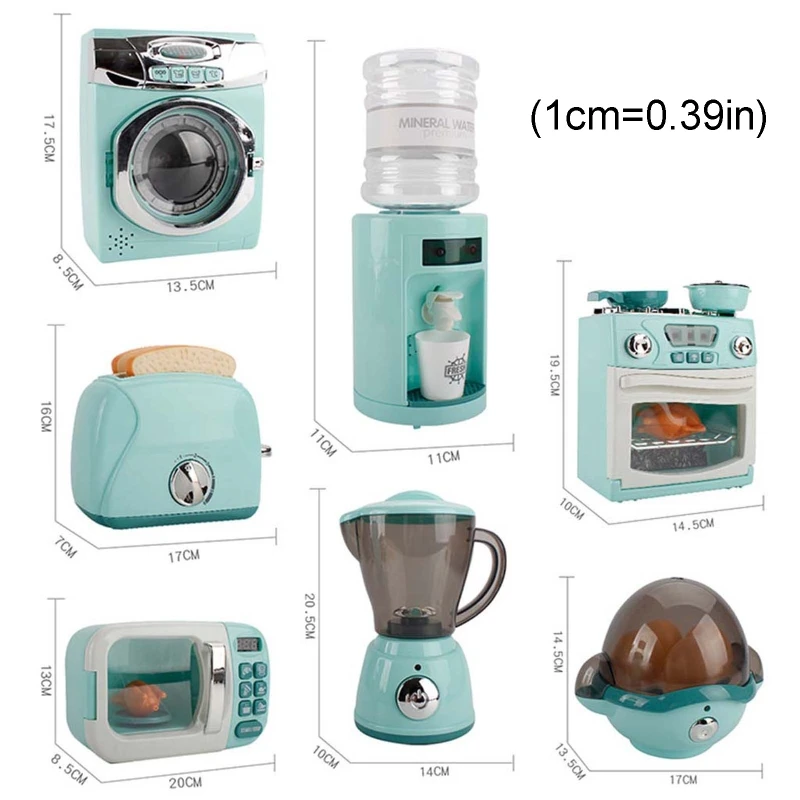 

Children Kitchen Toy Simulation Washing Machine Bread Maker Microwave Oven Girls Play House Role Play Interactive Toys Kids G99C
