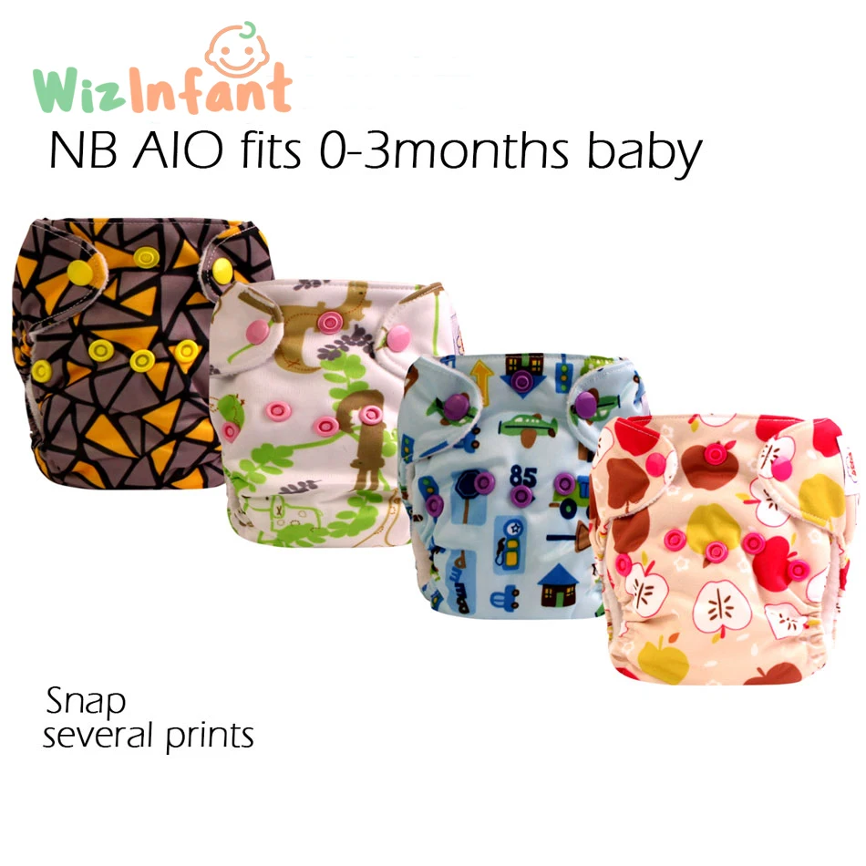 

Wizinfant NB Diaper,Baby Nappy, NB Diaper, AIO Diaper With A Sewn Inside Insert. Fit Baby 0-3 Months Or 6-12 lbs