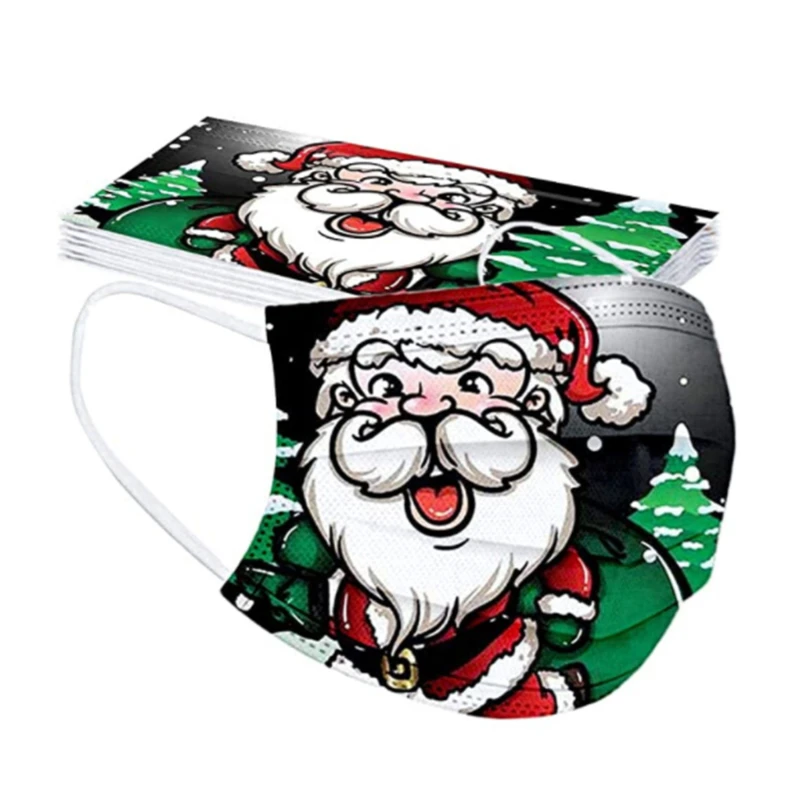

Одноразовая Рождественская маска, маска для взрослых на Рождество, модная мультяшная Рождественская маска, женское лицо на Хэллоуин, Лидер ...