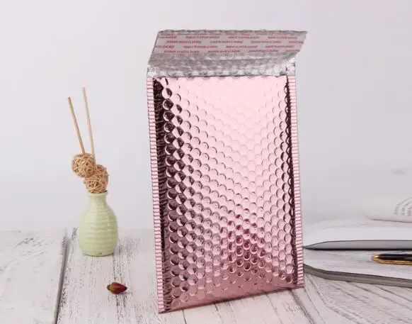 

50PCS/Lot Light Gold Plating Paper Bubble Envelopes Bags Mailers Padded Shipping Envelope Waterproof Bubble Mailing Bag