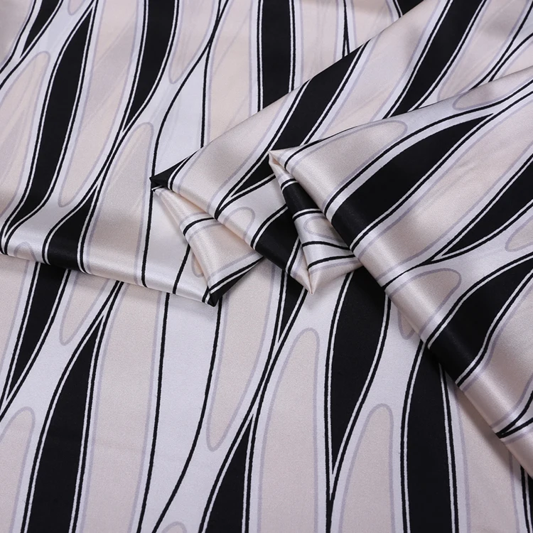 

Stretch Soft Satin Silk Digital Printed Fabric European and American Spring Summer Dress Shirt Cloth by the Meter Sewing