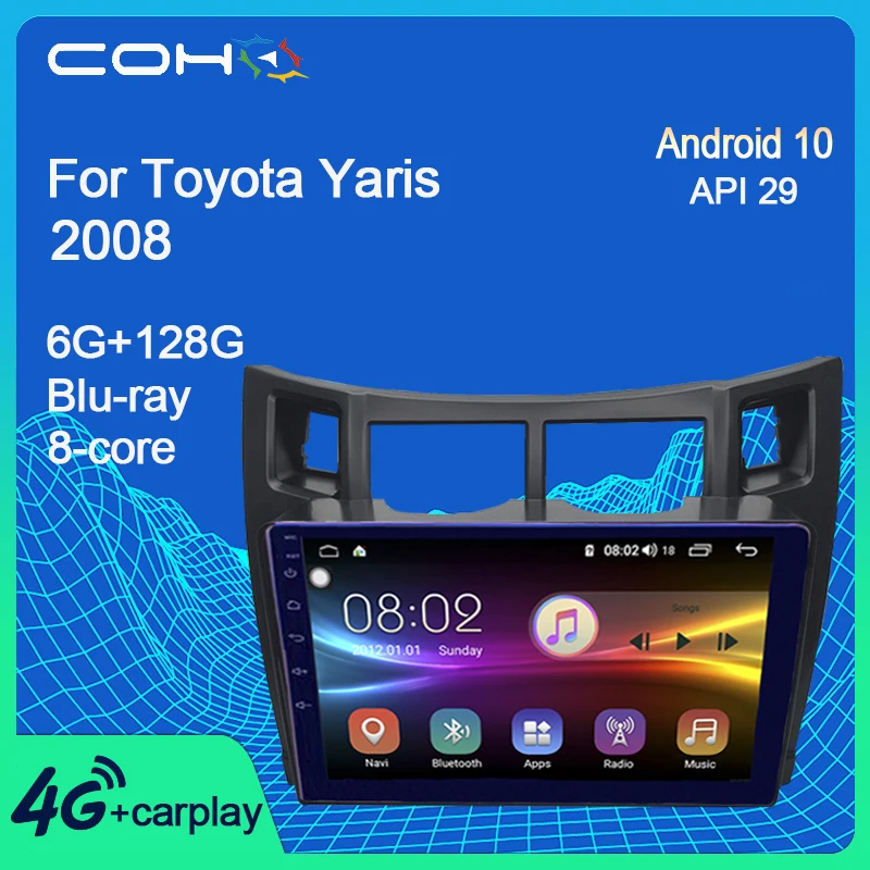COHO For TOYOTA Yaris 2008 Gps Navigation Stereo Multimedia Radio Car Android 10.0 8-Core 6+128G | Автомобили и мотоциклы