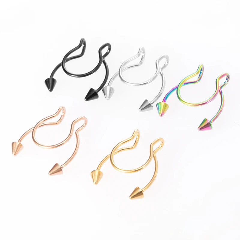 

Fake Septum Piercing Fake Nose Rings Hoop Non Piercing Clip On Faux Nose Hoops Ring Body Piercing Jewelry for Women Men Gifts