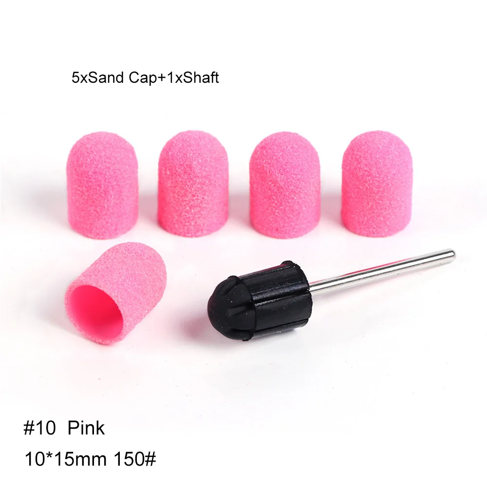 Pink 10 6 шт. шлифовальный колпачок+ вал для ногтей набор сверл 150# шлифовальные ленты для маникюра сменный шлифовальный инструмент для чистки ногтей LA721 - Цвет: Pink 10