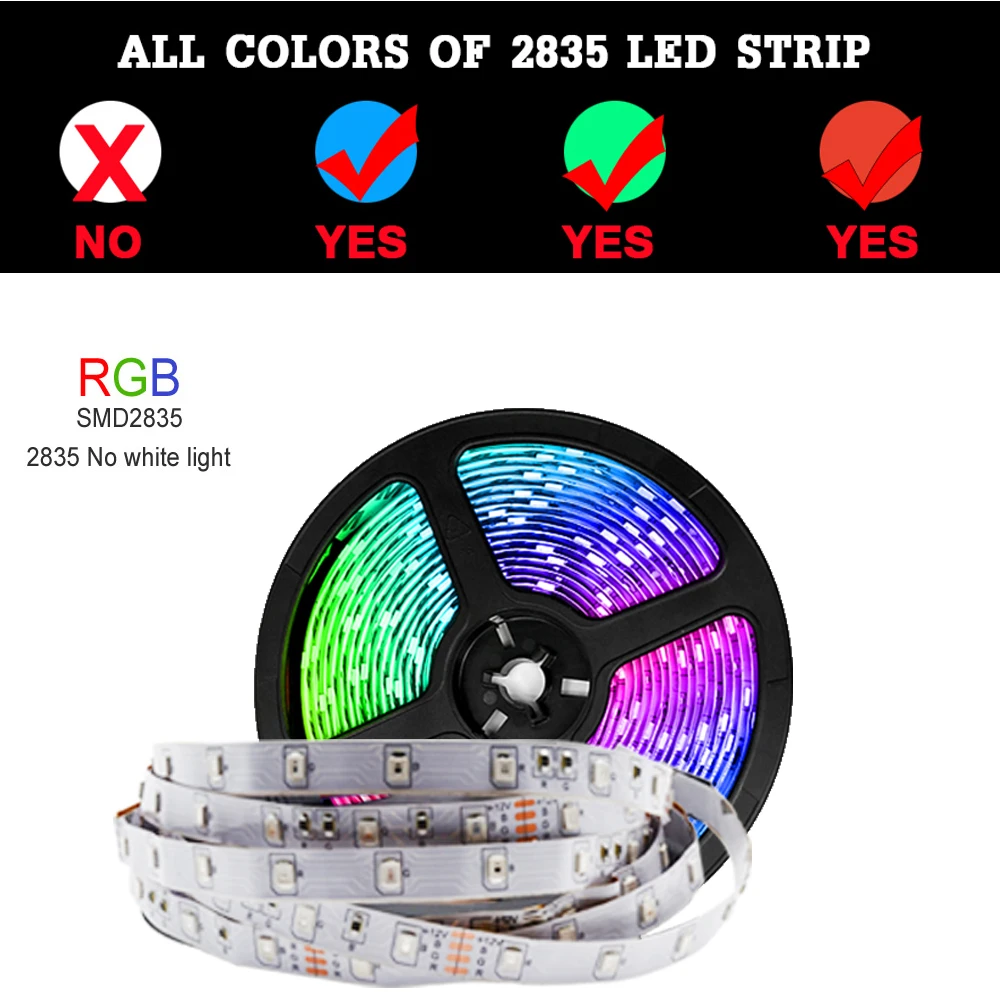 Гибкая светодиодная лента 5 м 2835 3528 Rgb водонепроницаемое освещение 12 В