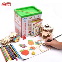wood suit paint tool set wooden painting template children color copy painting board wooden auxiliary board kids learn to paint