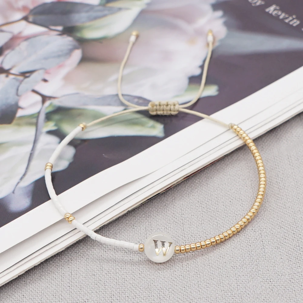 Go2Boho простой браслет на шнурке оболочка оригинальные буквы очаровательные