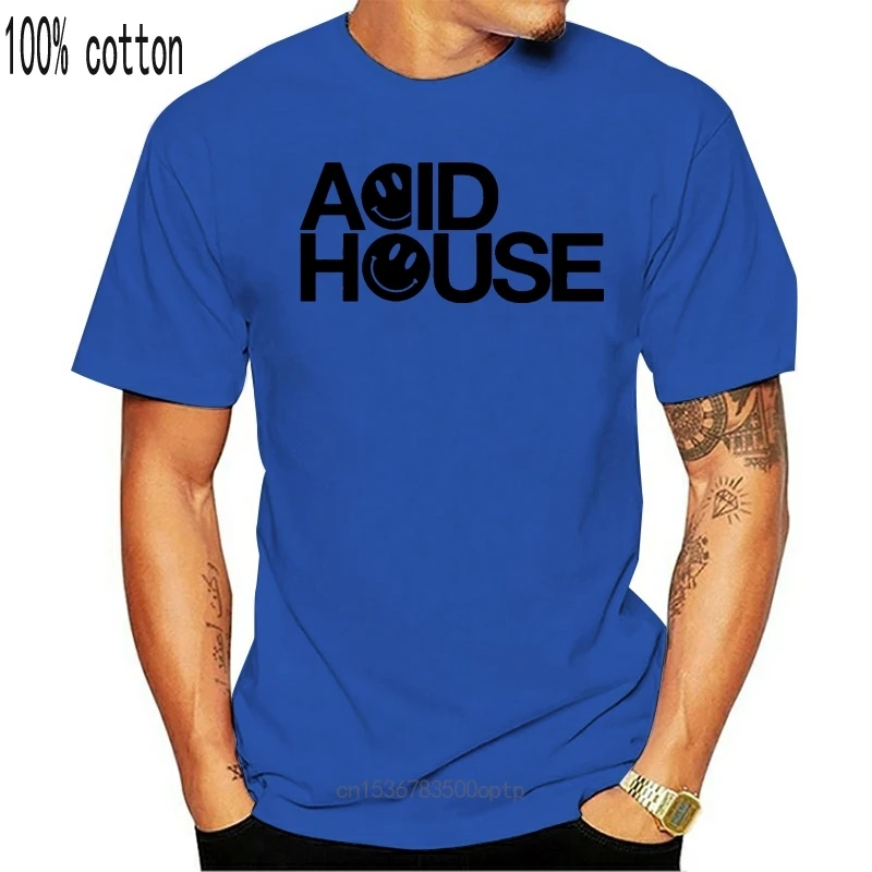 

New Acid House Music Smile Face Happy Color T-Shirt Printing Apparel Tee Shirt