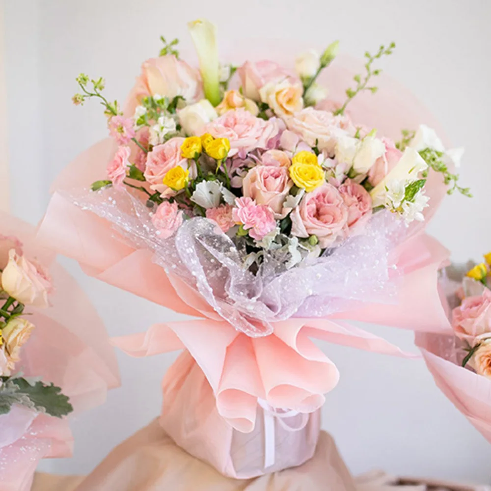 Цветочная обертка снежинка точка кружевной сетчатый букет цветочный подарок