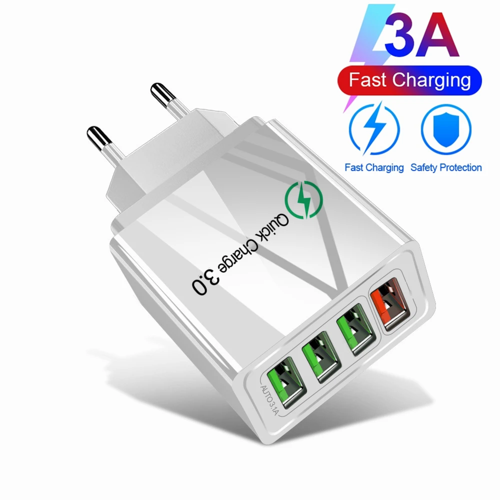60 Вт Quick Charge 3 0 4 зарядное устройство для мобильных телефонов через USB настенное