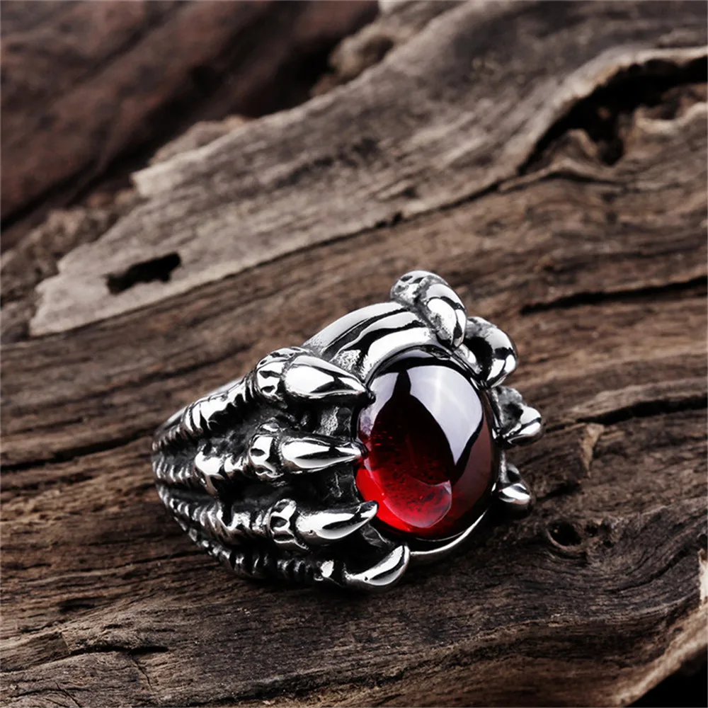 

Fashion Trend Exquisite Black Red Zircon Dragon Claw Men's Birthday Gift Ring Jewelry Anniversary Party Party Jewelry Wholesale