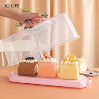 jo life transparent cake storage box keep fresh toast box plastic packaging pad clear boxes cupcake muffin bread holder cases