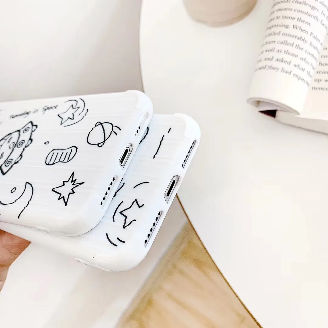 Простой эскиз черный белый космический ракета Луна астронавт чехол для телефона