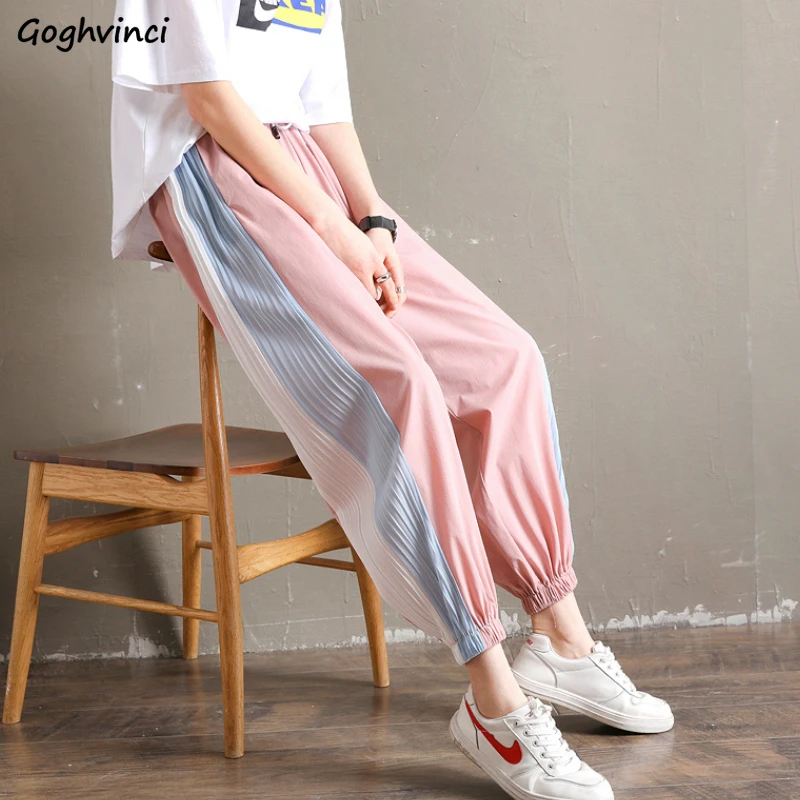 

Pants Women Patchwork Chic Lace-up Pleated Bundle Fashion Teens Trousers Womens Korean Style Daily Streetwear Chiffon Breathable