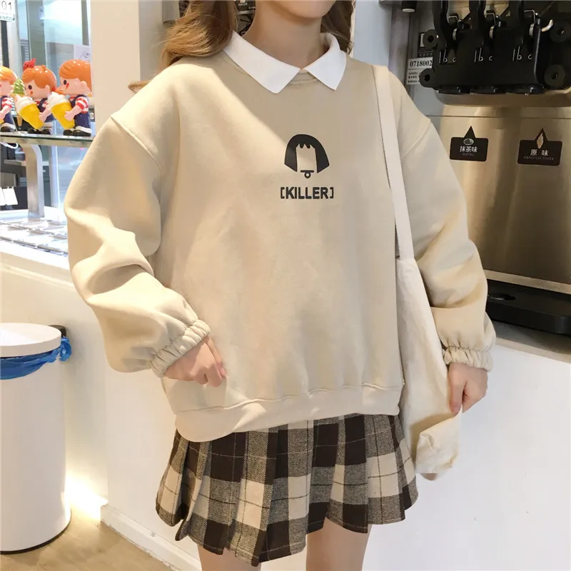 

Fake two-piece oversized women sweatshirt plus size Korean style hoodie Casual Pullovers loose harajuku streetwear clothes