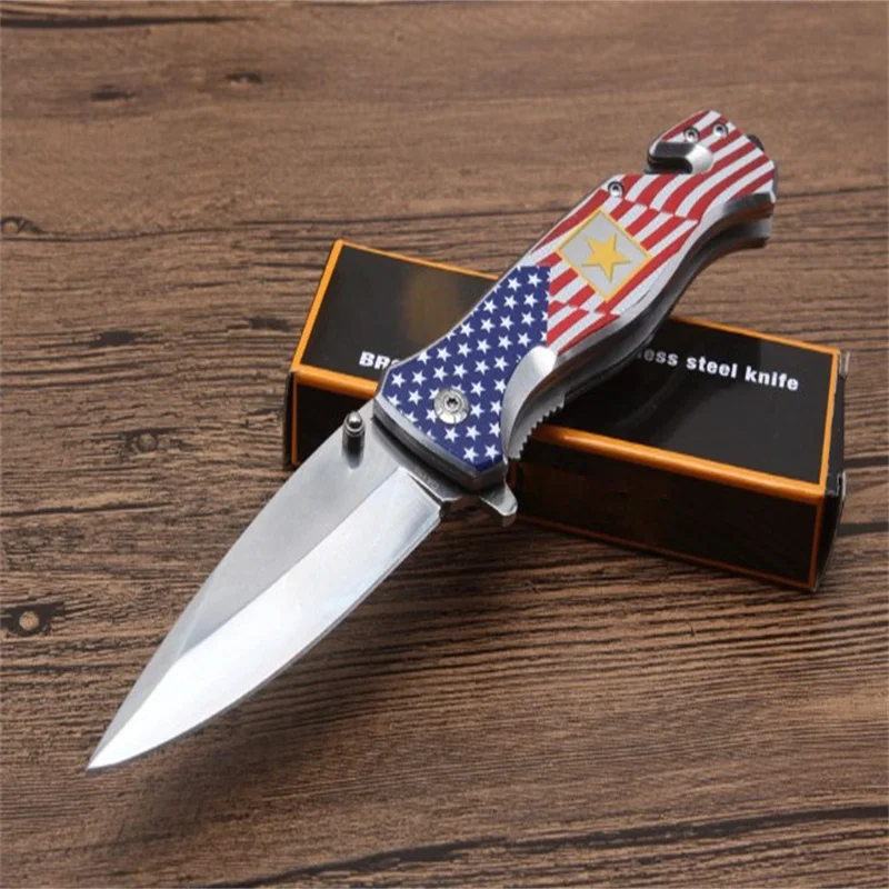 

DA136 quick opening folding knife 3cr15 Sharp Blade Aluminum Sheet+Steel Sheet Handle Camping Survival Outdoor EDC Tool Gift