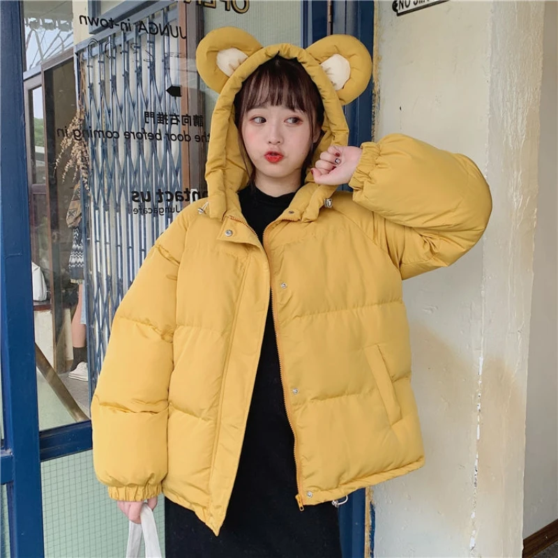 

NiceMix cotton coat women sweet parkas girl winter Korean cute age-reduced bread loose thick warm clothing student hooded jacket