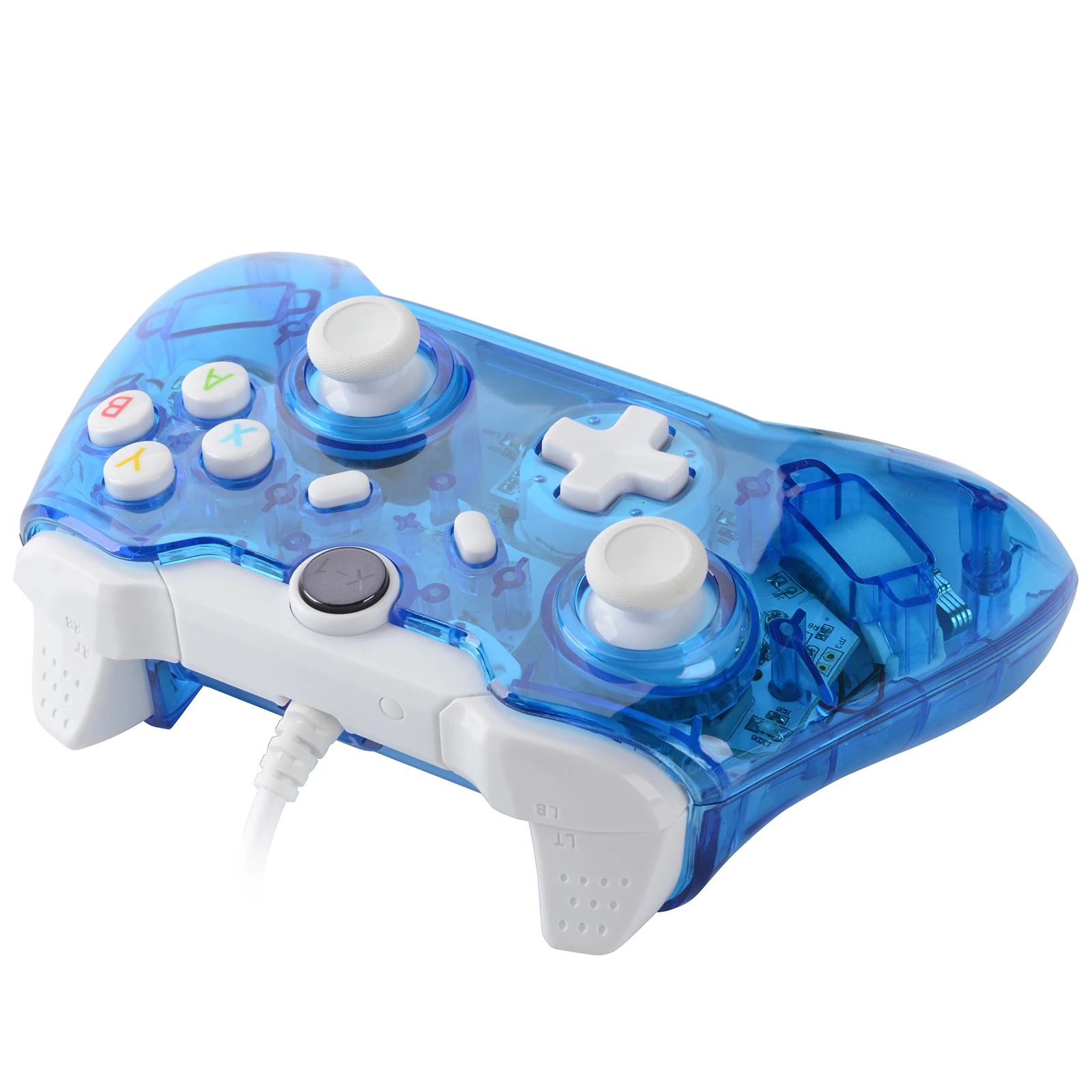 

Transparent USB Wired Vibration Function Gamepad Wired Game Controller With 7-Color LED Light Compatible For XBOX ONE Console