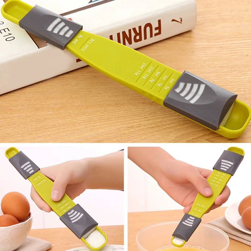 

Measure Cup Double End Eight Stalls Adjustable Scale Measuring Spoons Metering Spoon Baking Tool Kitchen Accessories