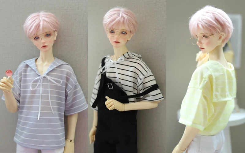 Футболка для шарнирной куклы милая шифоновая футболка в полоску с бантом модными