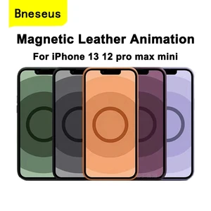 magnetic safe cellphone case for iphone 13 12 pro max mini case smartphone wireless charging animation leather mobile phone case free global shipping