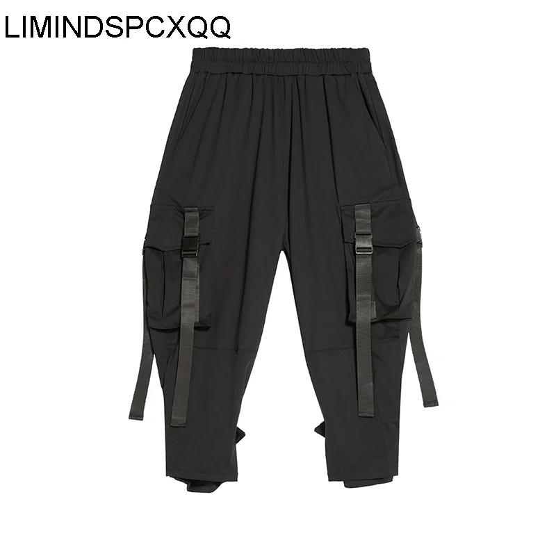 

LIMINDSPCXQQ European 2021 Summer Fashion Womens Black Punk Style Trousers Ladies Fitness Loose Harem Pants Hip Hop Pantalons