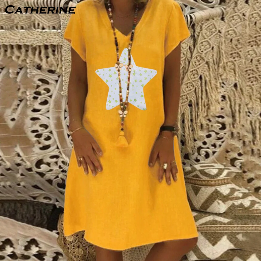 Летнее платье с принтом звезд тонкое женское на шнуровке повседневное свободное