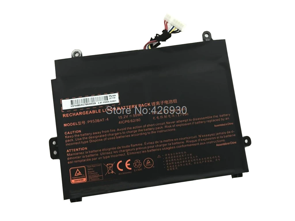 Аккумулятор для ноутбука серии CLEVO P950 P950BAT-4 6-87-P950S-51E00 P957HR 15 2 V 3500mAh 55wh - купить по
