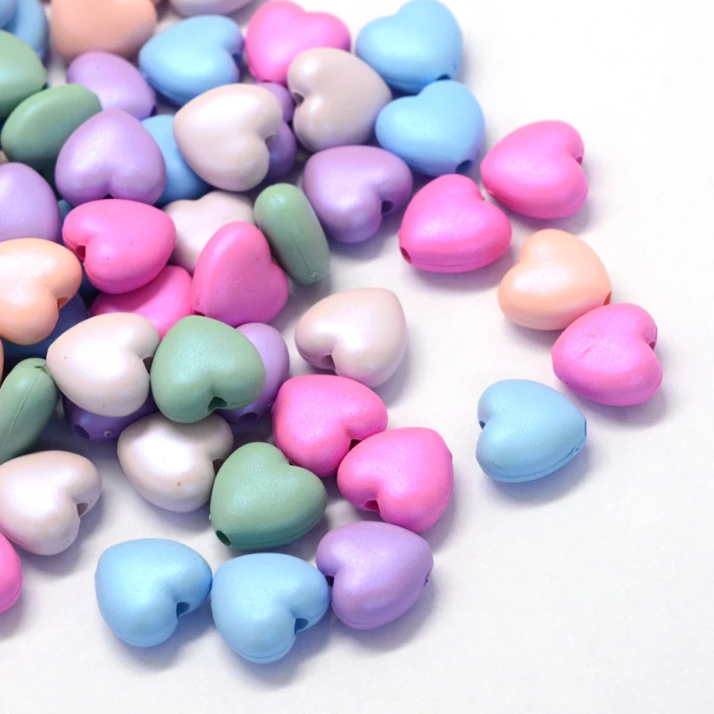 

Около 1240 шт/500 г прорезиненный стиль Непрозрачный акрил бусины в форме сердца, смешанный цвет, 10 ~ 10,5x11x5,5 мм, отверстие: 2 мм F70