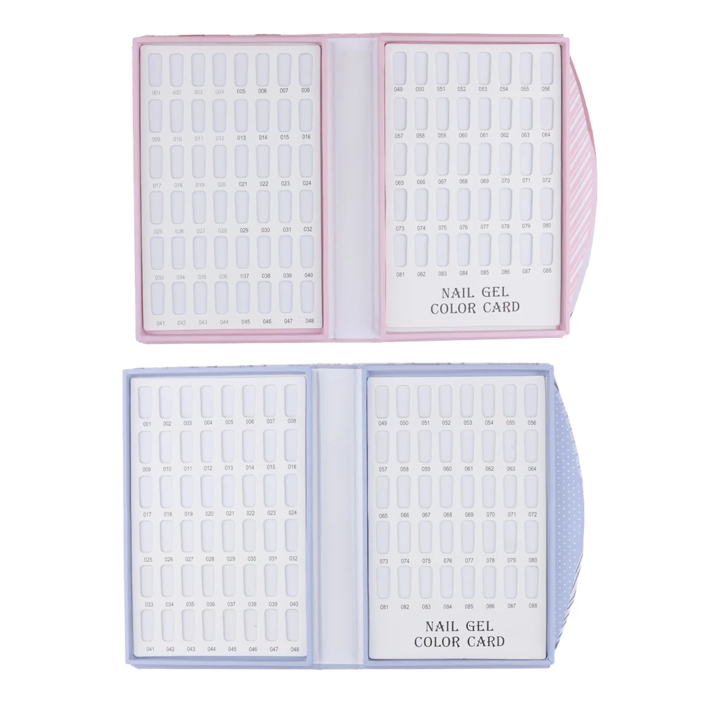 2 Set Total 176 Tips Display Space Book-shaped Nail Polish Color Artificial Nails Showing Board Manicure Practice Tools |