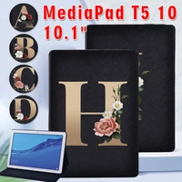 golden letter pattern case for huawei mediapad t5 10 10 1 inch ags2 w09w19l03l09 leather shockproof tablet case free stylus