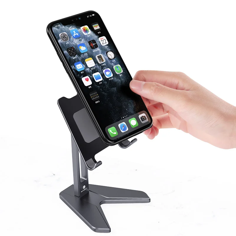 

Cell Phone Stand, Fully Foldable, Adjustable Desktop Phone Holder Cradle Dock Compatible for Desk Angle&Height Adjustable
