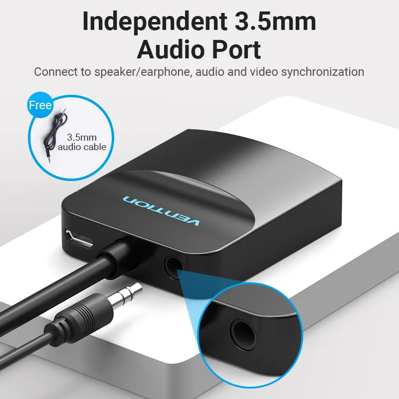 Адаптер Vention Micro HDMI в VGA 1080P Mini штекер Женский конвертер с аудиокабелем питания для