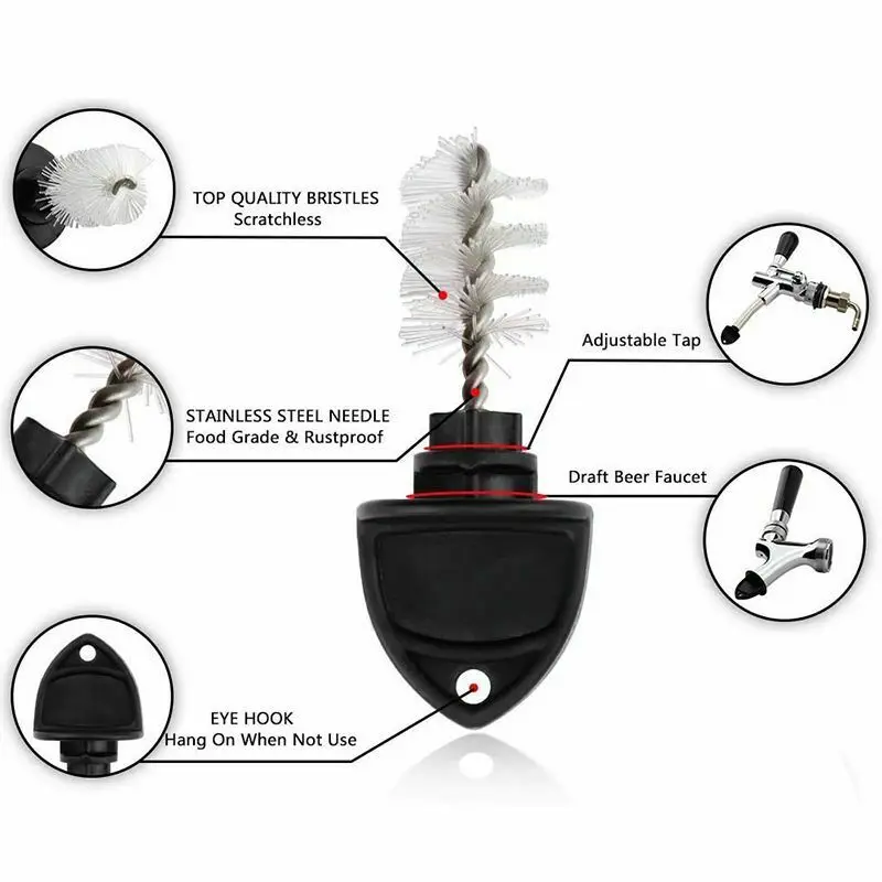 

15pcs Home Brewed Beer Faucet Cleaning Brush Head Nylon Black Tool Set Suitable