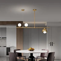 postmodern copper luxury chandelier dining living room long led hanging light restaurant bar creative glass ball pendant lamp