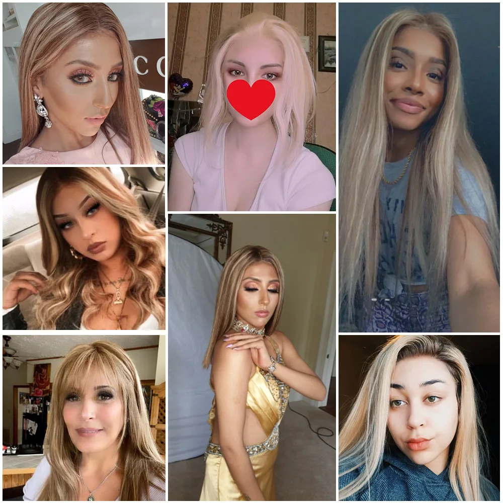 

Highlight 13x4 Lace Front Human Hair Wig Ombre 13x1 T part Lace Wigs Straight Brazilian Remy Honey Blonde Women Wigs