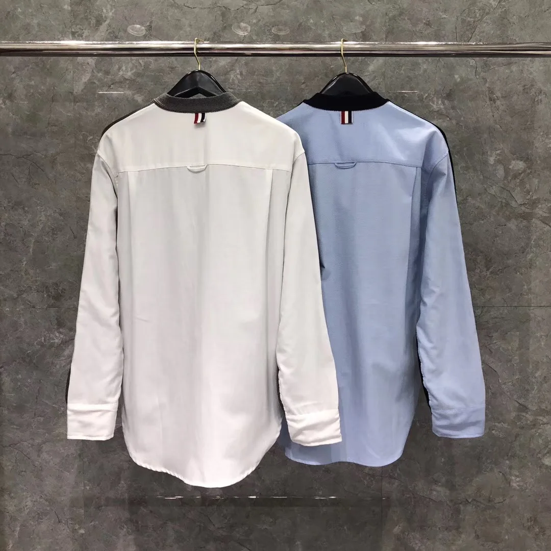 

brand 2021 fashion TB v-neck cardigan men women patchwork Oxford shirt & wool sweater hooded striped jacket autumn male