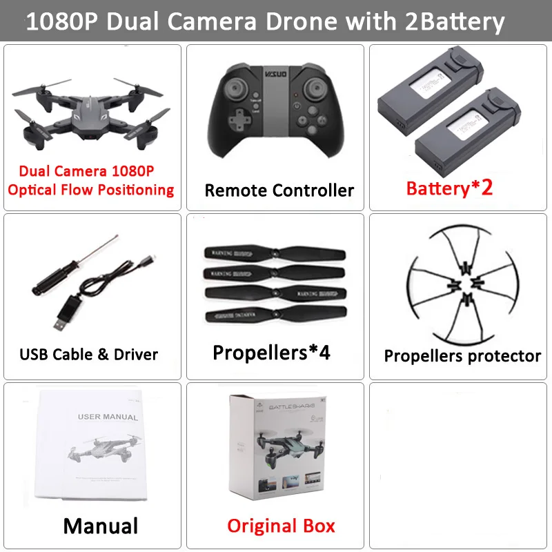 Set2 1080P 2BAT BX Visuo XS816 RC Drone 4K 1080P Двойная камера WIFI FPV Дроны Съемка жестов Профессиональный селфи Drone VS XS809HW XS809S E58 SG106 - Цвет: Set2 1080P 2BAT BX