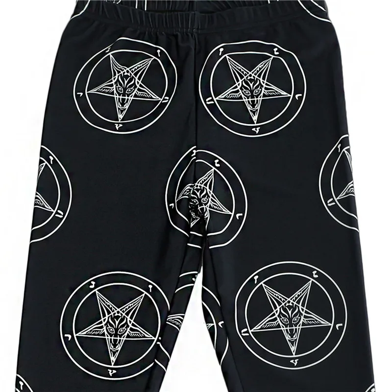 

DOUBCHOW Womens Elastic Waist Pentagram Printed Leggings 2021 Footless Stretchy Pants Costume Fitness Work Out Plus Size XL XXXL