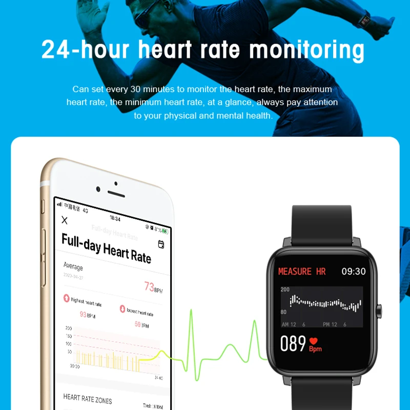 

Smart Watch Men Fitness Tracker Heart Rate Monitor Sleep Monitor Ip67 Waterproof Women Smartwatch PK New P8 For IOS And Android