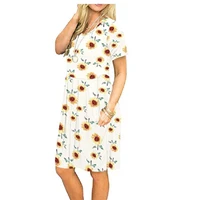 floral print dresses for women 2021 o neck pleated casual wholesale items for business knee length dresses summer beach vestidos