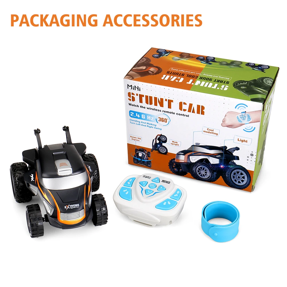 

Outerman RC Car Mini Stunt Car 360 Degree Rotating 2.4Ghz Wireless Watch 1:24 Remote Control Car With Cool Lights Kids Toys Gift