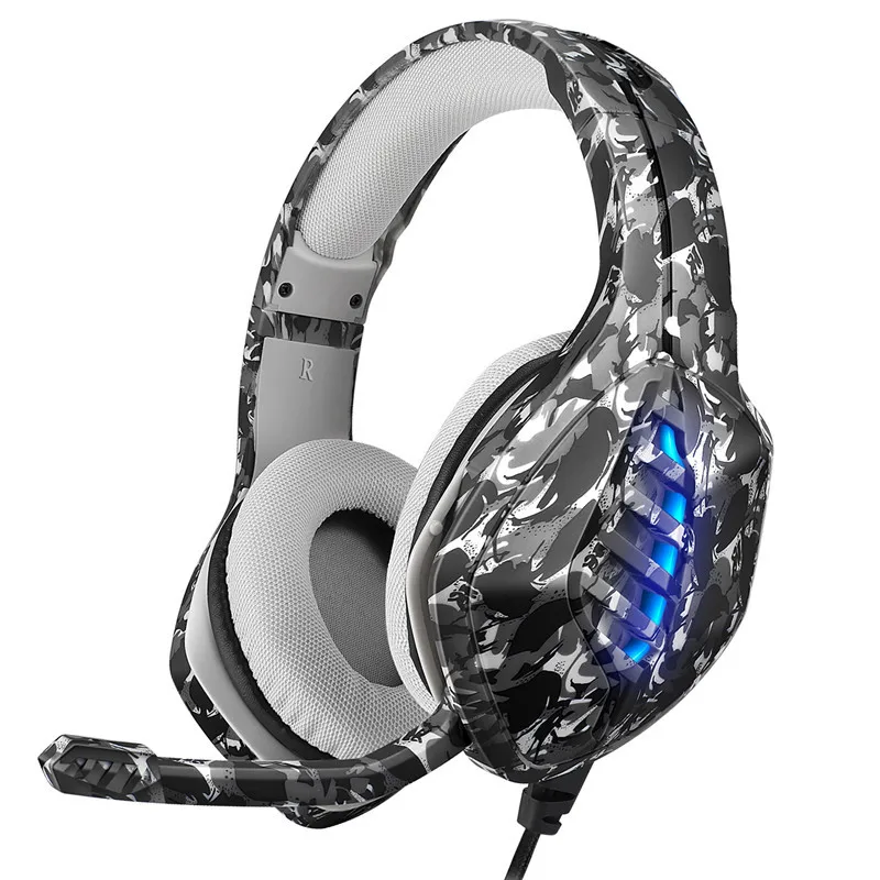 

PS4 Headphones Headsets Auriculares Gaming Fone De Ouvido Magic Earbuds Earphones Audifonos Pc Luminous Camouflage Subwoofer J1