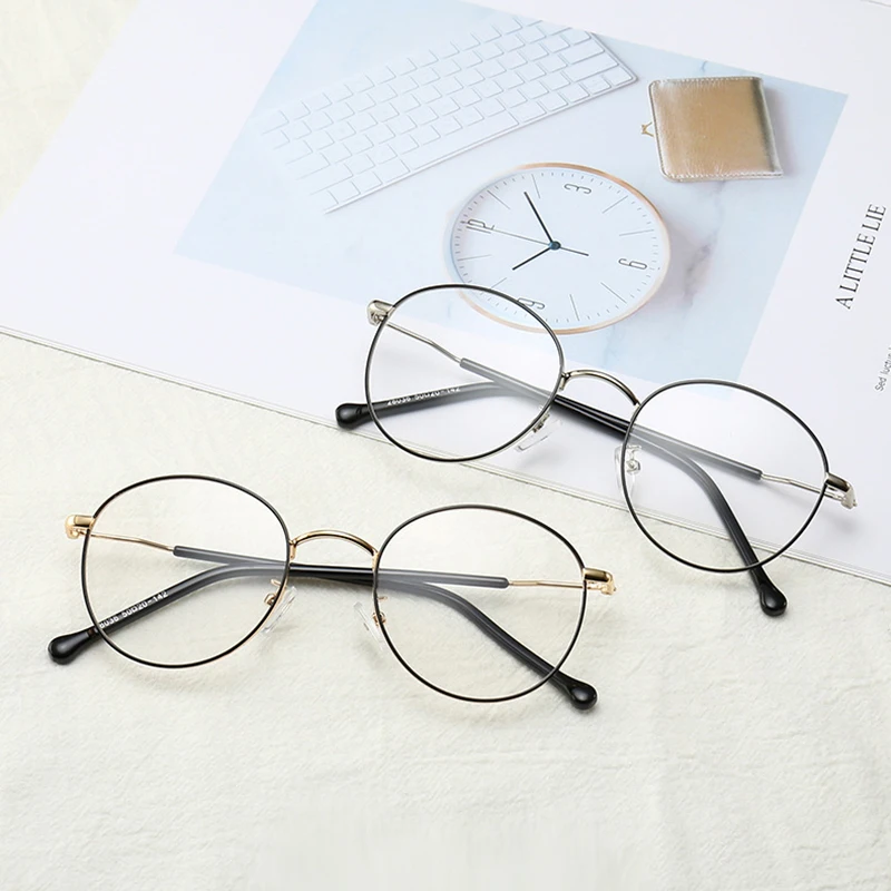 

Blue Light Blocking Glasses Retro Computer Game Glasses Round Eyeglasses Metal Frame Blue Light Blocker Glasses Unisex S