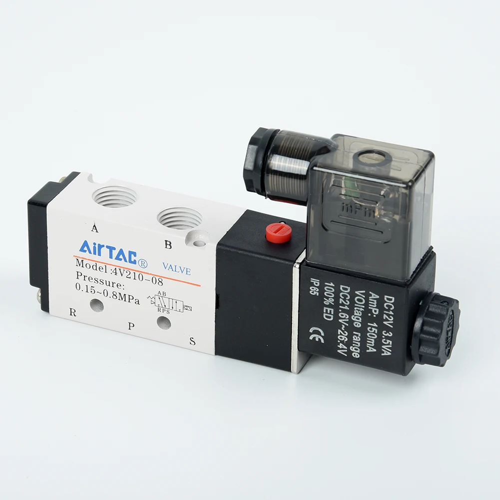 

DC 12V 5-Way 2-Position Pneumatics Electrics Solenoid Valve NPT Aluminum Metal